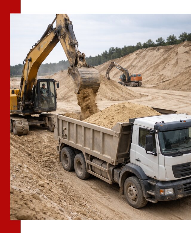 Доставка карьерного песка с самосвалами и разгрузкой в Пушкине