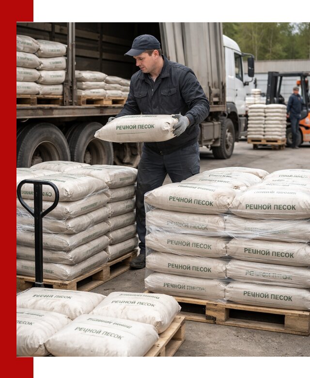 Речной песок в мешках с доставкой в Пушкине