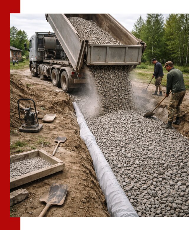 Гравий для дренажа с доставкой в Пушкине качественный и недорогой