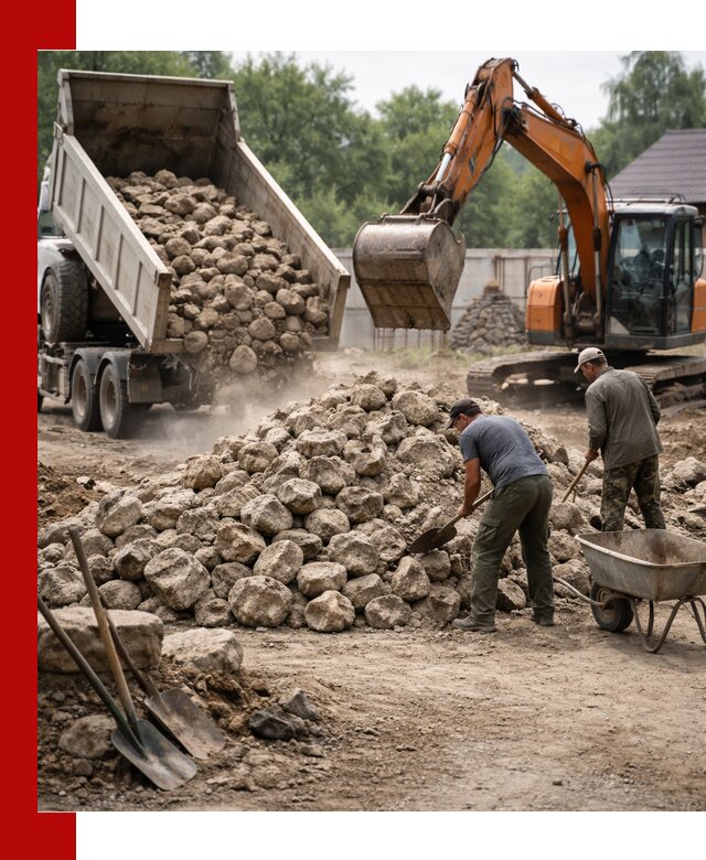 Доставка и разгрузка бутового камня в Пушкине