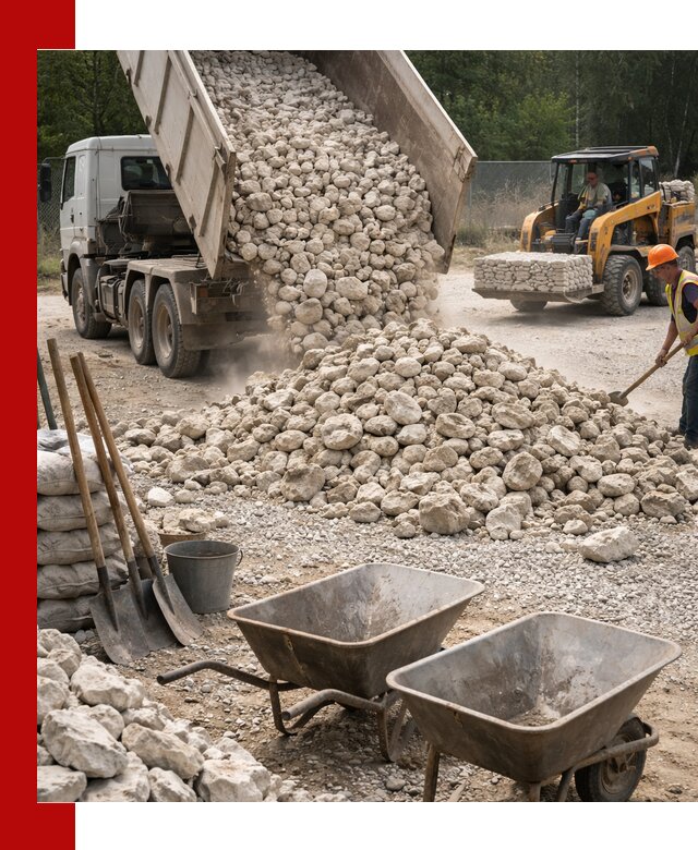 Доставка и продажа бутового известнякового камня в Пушкине