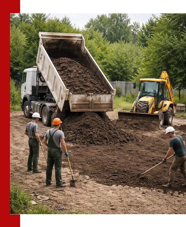 Доставка и укладка грунта для выравнивания участка в Пушкине