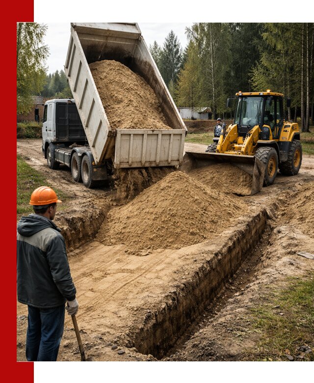 Доставка песчаного грунта в Пушкине для строительных работ
