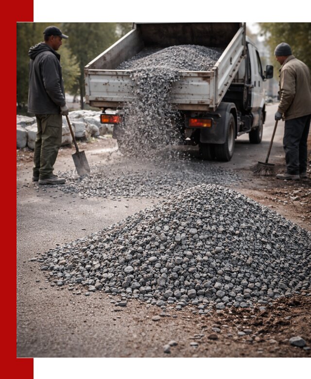 Гранитная крошка для посыпки дорог и тротуаров в Пушкине