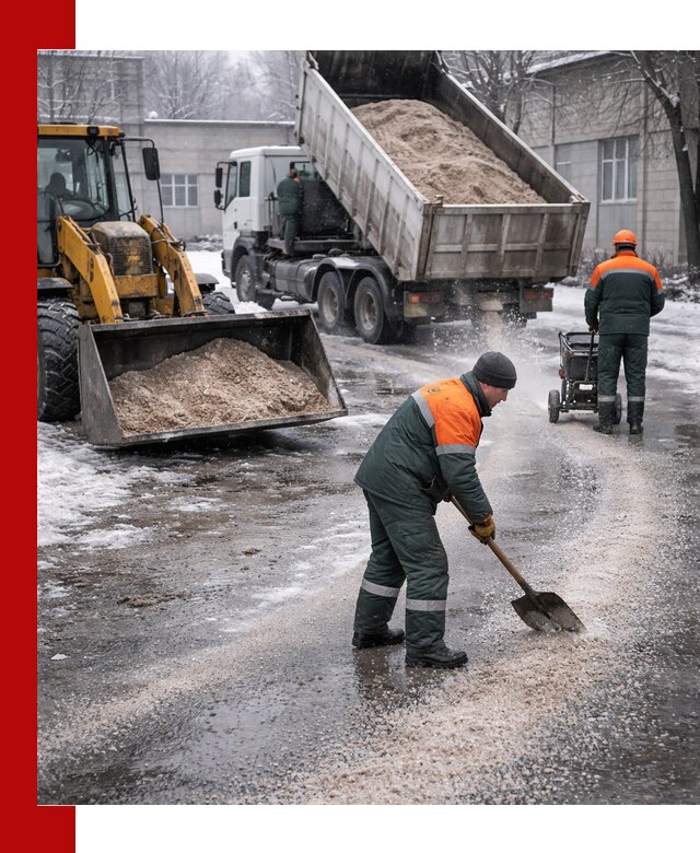 Реагент против гололеда с доставкой и нанесением в Пушкине