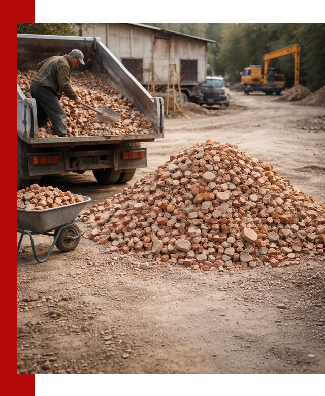 Доставка и подушка из боя кирпича с разгрузкой в Пушкине