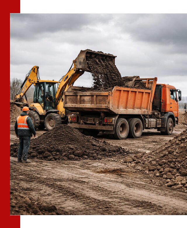 Вывоз грунта и строительного мусора в Пушкине грузовыми самосвалами