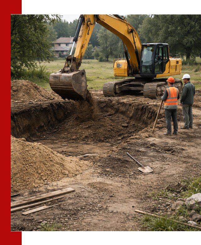 Рытье котлована под фундамент в Пушкине (быстро и недорого)